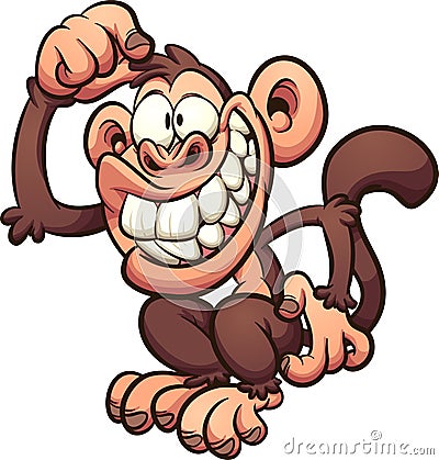 Cartoon monkey scratching its head Vector Illustration